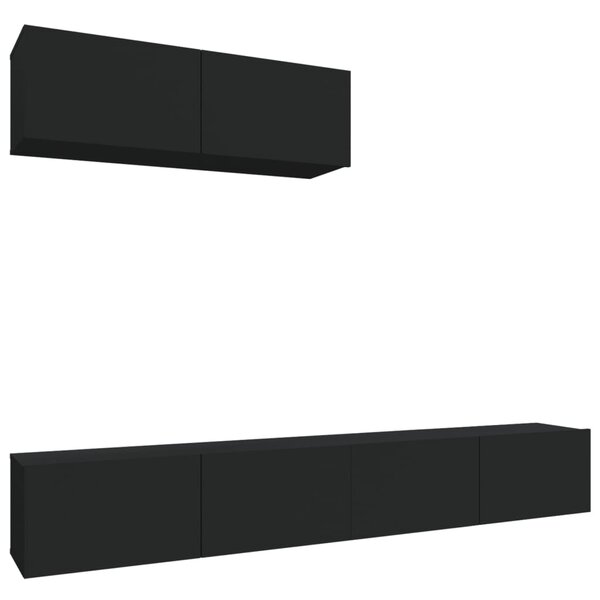 vidaXL Ensemble de meubles TV 3 Pièces Noir Bois d'ingénierie