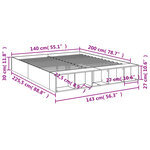 vidaXL Cadre de lit sans matelas gris béton 140x200 cm