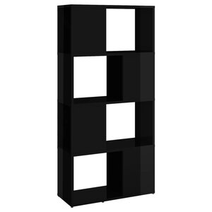 vidaXL Bibliothèque/Séparateur de pièce Noir brillant Bois ingénierie