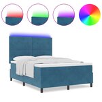 Lit à ressort vidaXL avec matelas et LED bleu foncé 140x200 cm velours