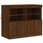vidaXL Buffet avec lumières LED chêne marron 163x37x67 cm