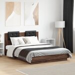 vidaXL Cadre de lit avec LED sans matelas chêne marron 135x190 cm