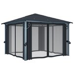 vidaXL Tonnelle avec rideau et lumières LED 3x3 m Anthracite Aluminium