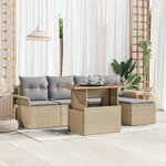 Canapé de jardin vidaXL 6 pièces avec coussins Beige Poly Rattan