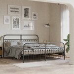 vidaXL Cadre de lit métal sans matelas avec pied de lit noir 183x203cm