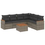 vidaXL Salon de jardin avec coussins 7 Pièces gris résine tressée