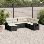 vidaXL Salon de jardin 7 Pièces avec coussins noir résine tressée