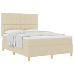 vidaXL Lit à sommier avec matelas crème 140x200 cm en tissu