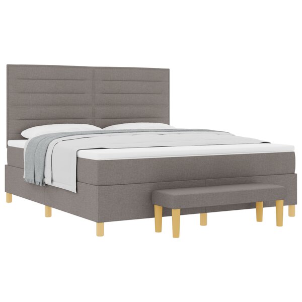 Lit à sommier tapissier vidaXL avec matelas et banc Taupe 180x200 cm en tissu