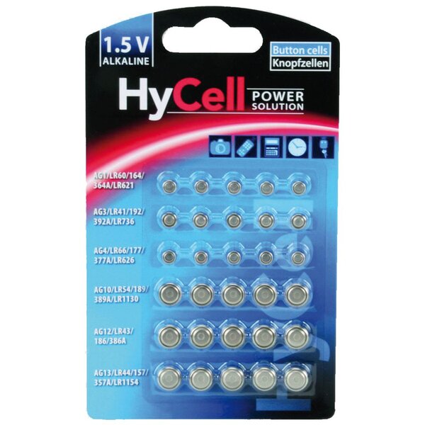 Ensemble de piles bouton alcalines Ansmann HyCell, 30 pièces. (5015473)