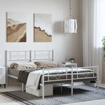 vidaXL Cadre de lit métal sans matelas et pied de lit blanc 135x190 cm