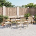 vidaXL Ensemble à manger de jardin et coussins 7 Pièces beige poly rotin