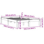 vidaXL Cadre de lit sans matelas cire marron 120x190cm bois pin massif