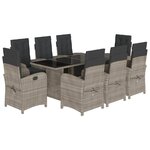 vidaXL Ensemble à manger de jardin et coussins 9 Pièces gris clair rotin