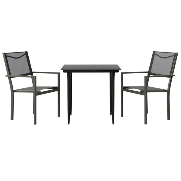 vidaXL Ensemble à manger de jardin 3 Pièces noir textilène et acier