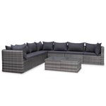 Salon de jardin meuble d'extérieur ensemble de mobilier 10 pièces avec coussins résine tressée gris 02_0015131