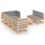 Salon de jardin meuble d'extérieur ensemble de mobilier 8 pièces avec coussins bois de pin massif 02_0017536