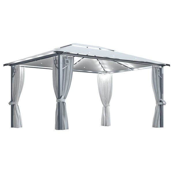 vidaXL Tonnelle avec rideau et lumières LED 4x3 m Crème Aluminium