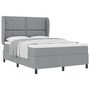Lit à sommier à ressorts vidaXL avec matelas - Gris clair  140x200 cm  Tissu