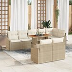 vidaXL Ensemble de Canapé de Jardin 9 pièces avec coussins beige rattan poly