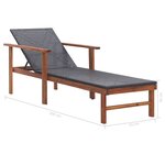 vidaXL Chaise longue Résine tressée et bois d'acacia massif Noir