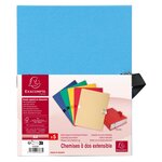 Chemise Dos Extensible Papier 24x32cm - Filmée Par 5 - Bleu Clair - X 25 - Exacompta
