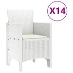 Ensemble de salle à manger de jardin vidaXL de 15 pièces avec coussins blancs en poly rattan