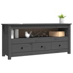 vidaXL Meuble TV Gris 114x35x52 cm Bois de pin massif