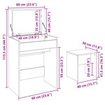 vidaXL Coiffeuse et tabouret noir 60x40x113 5 cm