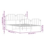 vidaXL Cadre de lit métal sans matelas et pied de lit blanc 135x190 cm
