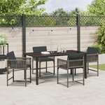 vidaXL Ensemble de salle à manger de jardin 5 pièces avec coussins en poly rattan gris