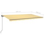 vidaXL Auvent manuel rétractable avec poteaux 6x3 5 m Jaune et blanc