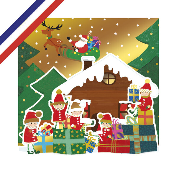 Carte tri-volet le traineau du père noël