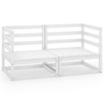 vidaXL Canapé à 2 places de jardin Blanc Bois de pin solide