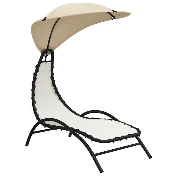 vidaXL Chaise longue avec auvent crème 167x80x195 cm tissu et acier