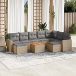 vidaXL Salon de jardin avec coussins 10 Pièces beige résine tressée
