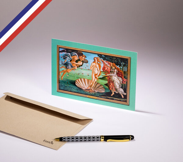 Carte simple art gallery créée et imprimée en france sur papier certifié pefc - la naissance de vénus de sandro botticelli