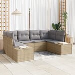 vidaXL Ensemble de canapés de jardin 6 pièces avec coussins Beige Poly Rattan