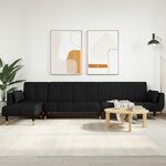 vidaXL Canapé-lit en forme de L noir 275x140x70 cm velours