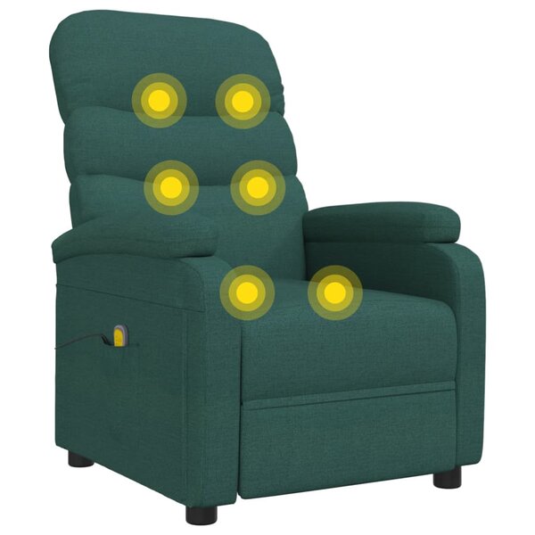 vidaXL Fauteuil de massage Vert foncé Tissu
