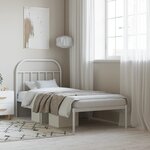 vidaXL Cadre de lit métal sans matelas avec tête de lit blanc 90x190cm