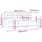 vidaXL Canapé 3 places avec oreillers gris clair 180 cm tissu