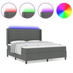 vidaXL Lit à ressort avec matelas et LED Gris foncé 180x200 cm Tissu