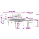 vidaXL Cadre de lit sans matelas cire marron 135x190cm bois pin massif