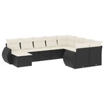 vidaXL Salon de jardin 10 Pièces avec coussins noir résine tressée