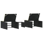 vidaXL Chaises longues lot de 2 avec table noir résine tressée