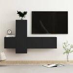 vidaXL Ensemble de meubles TV 3 Pièces Noir Bois d'ingénierie