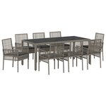 Set de jardin de 9 pièces vidaXL avec coussins en rattan poly gris