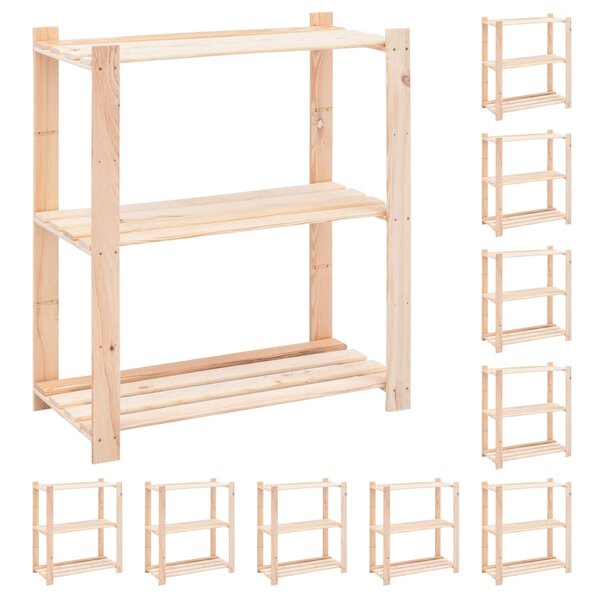 vidaXL Étagères de rangement à 3 niveaux 10 Pièces 80x38x90 cm Pin 150 kg