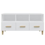 vidaXL Meuble TV Blanc brillant 102x36x50 cm Bois d'ingénierie